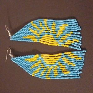 New!Native American,handmade seed bead earrings! 4in.